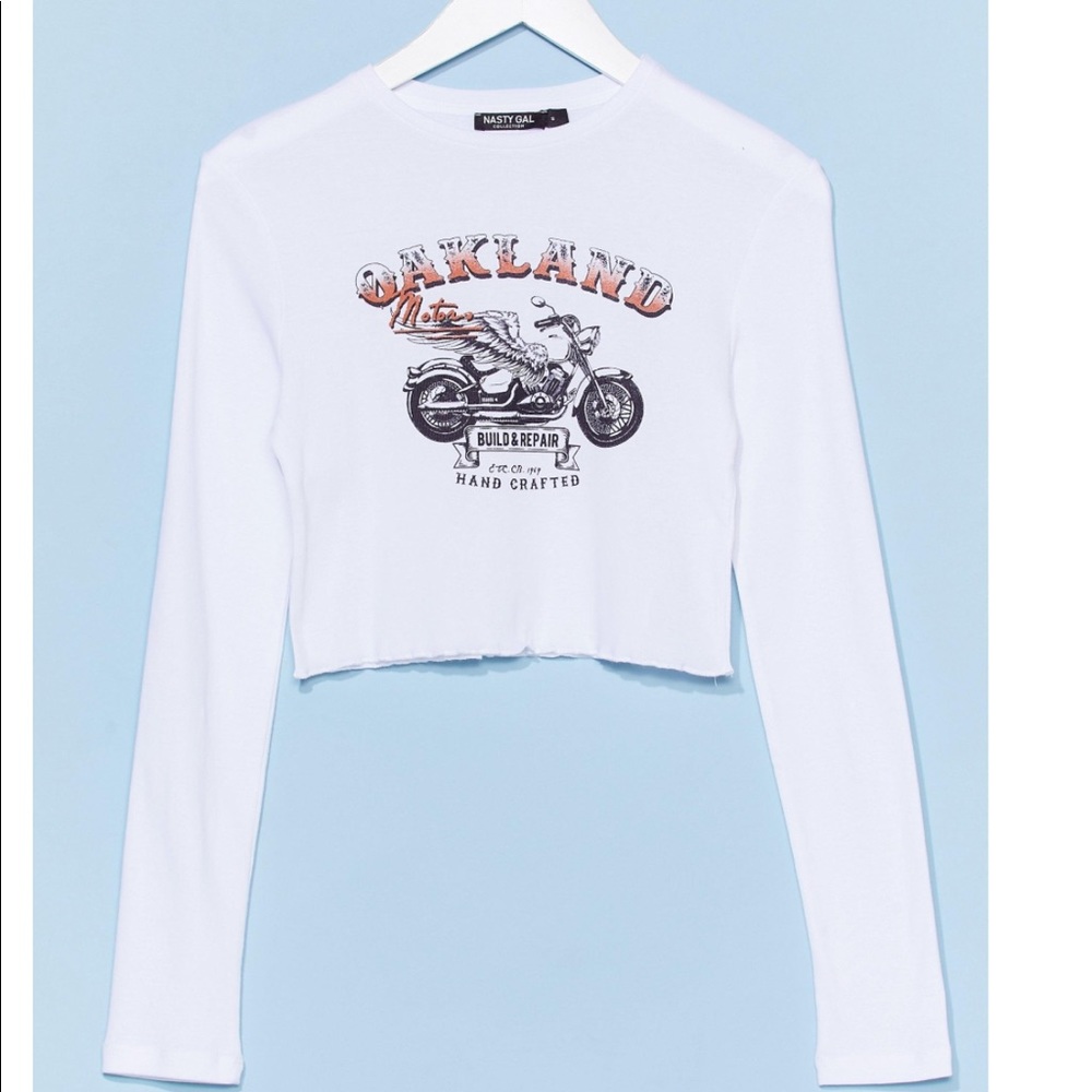 NASTY GAL NEVER BEEN WORN MOTORCYCLE CROP TEE